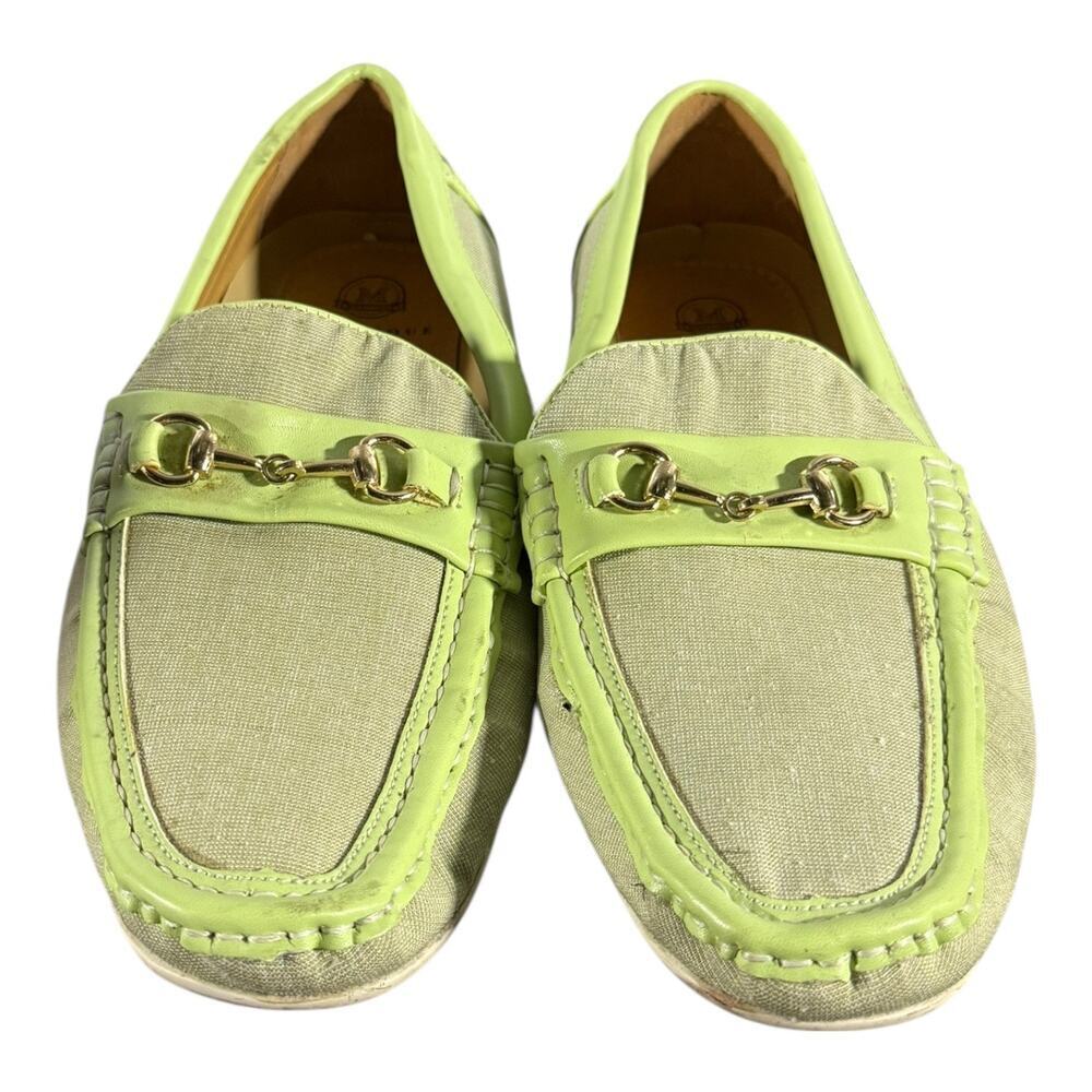 Montique International Loafers Men’s Size 10 Green Canvas Leather Trim Slip-On - Picture 3 of 8